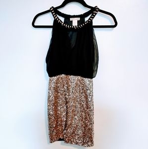 Gold sequin mini dress Agaci size small